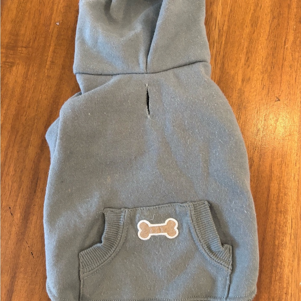 Cozy Gray Dog Hoodie with Bone Design